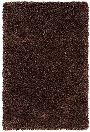 Image of Solid Fluffy Rugs and Carpet for Hall and Drawing Room 5x7 Feet Brown Color