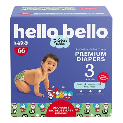 Image of Hello Bello Dr. Seuss Babies Premium Diapers, Size 3, 66 Count: Softness & Protection for Sensitive Skin