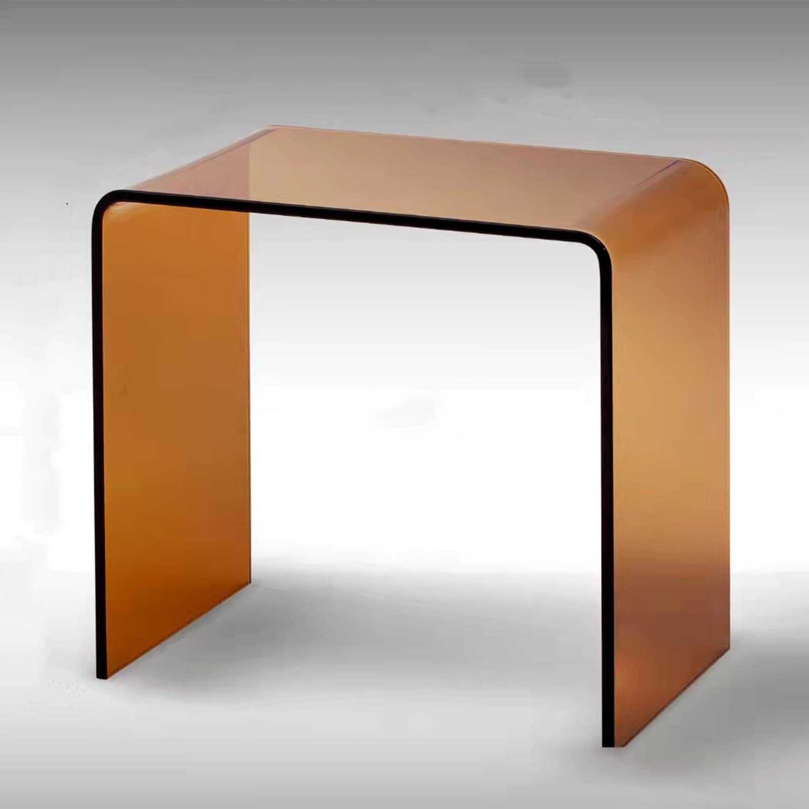 AMZBNEIDI Clear Acrylic Side Table Narrow, Acrylic End Table Clear Nightstand and Stool(Brown)