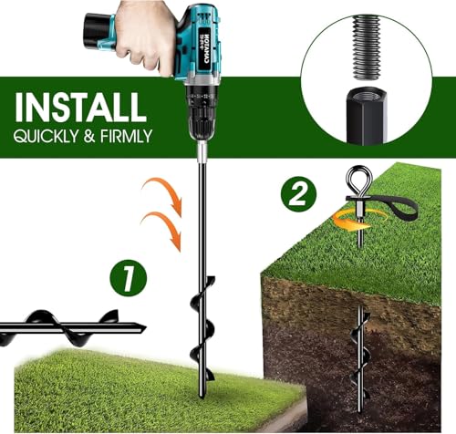 Image of Trampoline Anchors - Heavy Duty Trampoline Stakes - Ground Anchors Resistant High Wind - Ground Stakes Heavy Duty with Straps