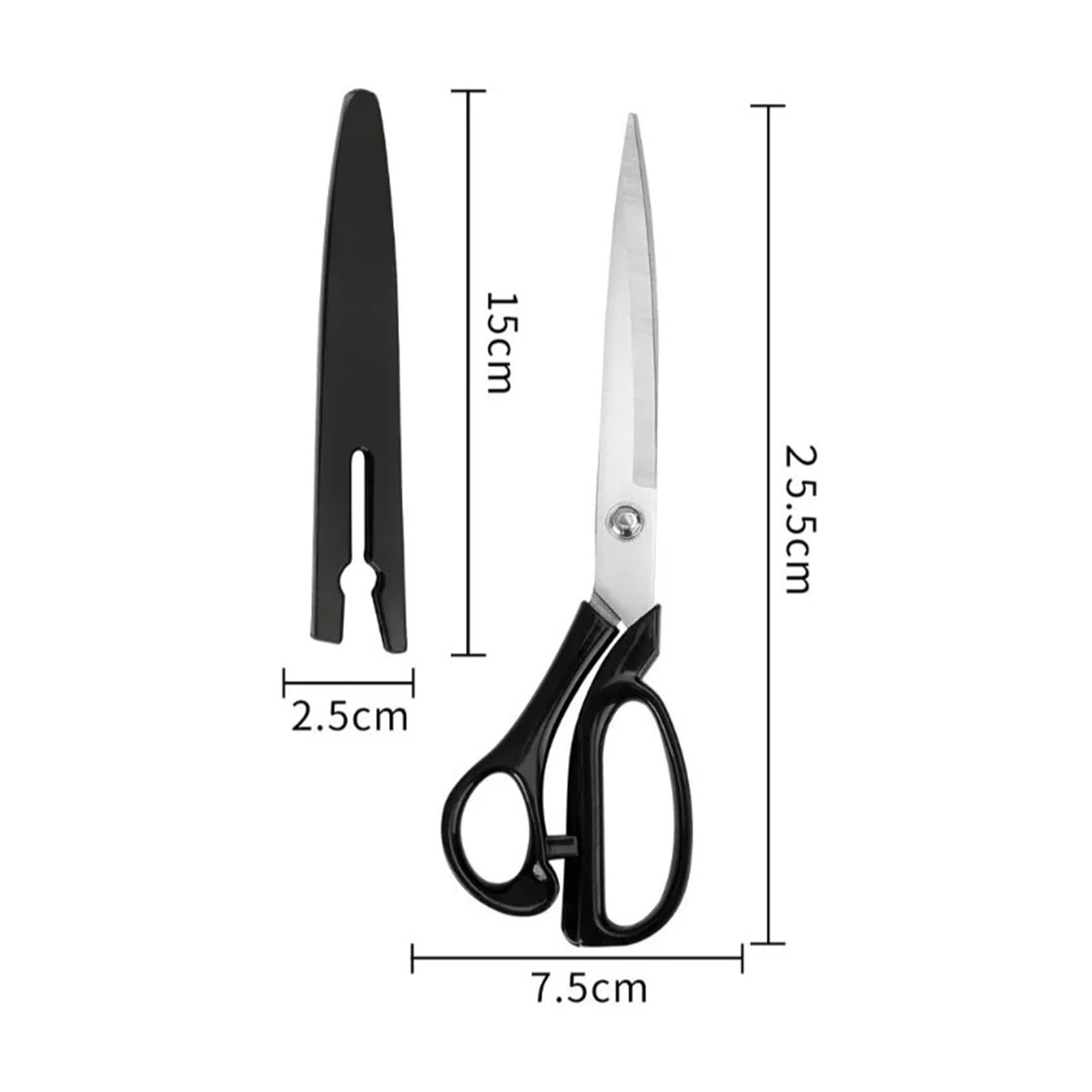 Tijeras de sastre acero inoxidable 10 pulgadas for corte tela cuero, artesanía costura profesional, accesorio herramienta fabricación ropa DIY(Black-5Pcs)