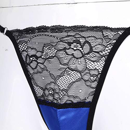 Moily Mens Sissy Satin Underwear Lace Patchwork Thong Panties Mini Micro G-String Bikini Briefs4