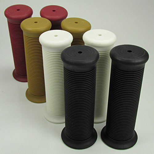 RED Ribbed Rubber Motorcycle Grips Fits 1" Handlebars Bars and Exterior Cables - Harley Bobber Chopper Cafe Racer Brat Vintage Classic Finned