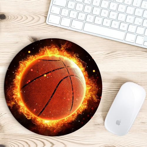 Grupo Darik Alfombrilla de Ratón Redonda 20 cm – Base Antideslizante – Mouse Pad con Diseños Originales – Ideal para Oficina, Gaming y Teletrabajo (Basket)