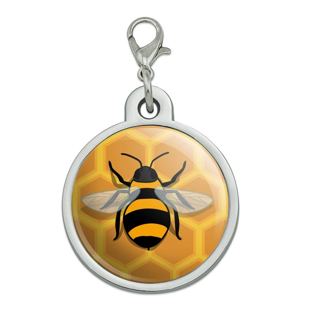 GRAPHICS & MORE Bee on Honeycomb Chrome Plated Metal Pet Dog Cat ID Tag