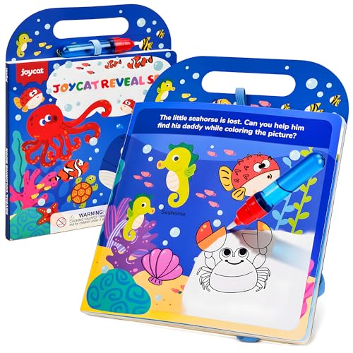 JoyCat Libro para Colorear con Agua, Libro de Actividades para Colorear con Agua sin ensuciar, 13 Páginas Reutilizables para Pintar con Agua, Juego Creativo Manualidades Niños, Regalo Niños 3 4 5 años