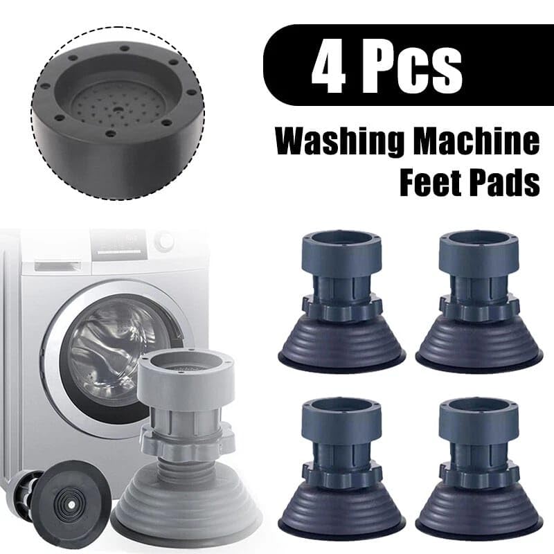 Image of Anti Vibration Pads for Washing Machine (Pack of 4) | 300kg Heavy Duty Adjustable Feet Stand for Washer, Refrigerator & Dryer | Noise & Shock Absorber Rubber Pads | Anti-Slip Floor Protector