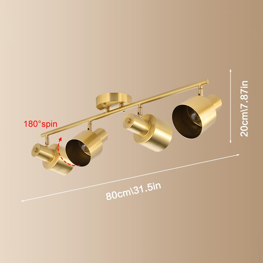 Lampadari Moderni, Faretti da Soffitto in Ottone, Faretti da Soffitto con Rotazione di 180°, Kit di Illuminazione A Binario Fisso, Faretti da Cucina A Isola, Faretti Dire-4