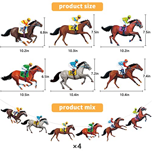 4PSC Kentucky Derby Horse Banners Horse Racing Banners Horse Party Garland Horse Racing Streamer Decorations for Birthday Party