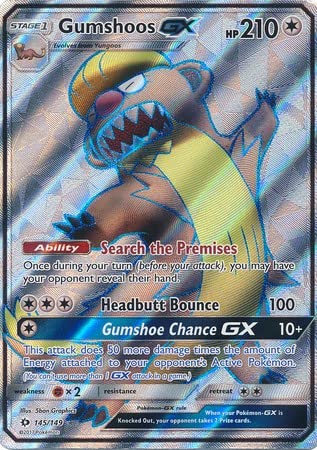 Gumshoos GX 145/149 Ultra Rare Pokemon Card (Sun & Moon Base Set