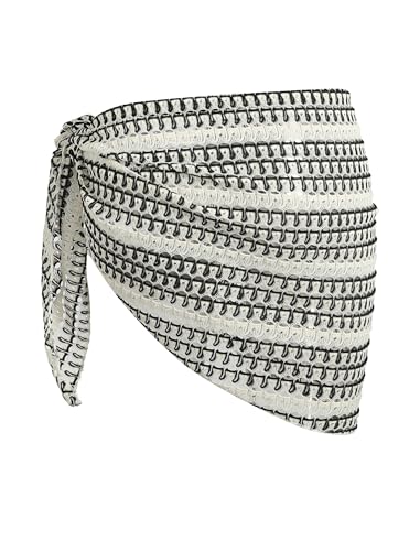 Image of ZAFUL Sarong Coverups for Women Beach Vacation Fishnet See Thru Tie Side Bathing Suit Cover Up Mini Skirt