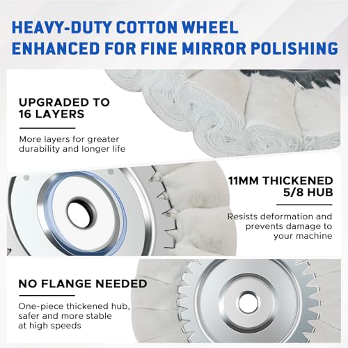 Image of 8 inch S-Shape Fine Airway Buffing Wheel with One-Piece Hub