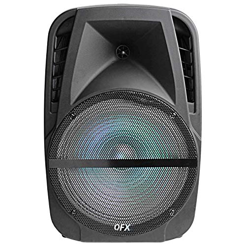 QFX PBX-BF120 12-Inch LED Lighting Bluetooth Portable Speaker, Black
