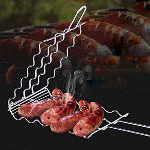 Cesto para grelhar salsichas de churrasco da Homozy para 6 cachorros-quentes, metal