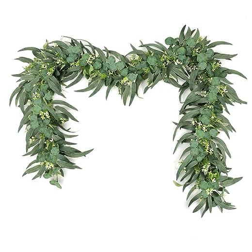 UXORSN 2pcs Guirnaldas Artificiales de Eucalipto con Hojas de Sauce Helechos Hoja Verdes Planta Artificial Guirnalda de Flores Blancas Hiedra para Decoración de Fondo Boda Camino de Mesa Central