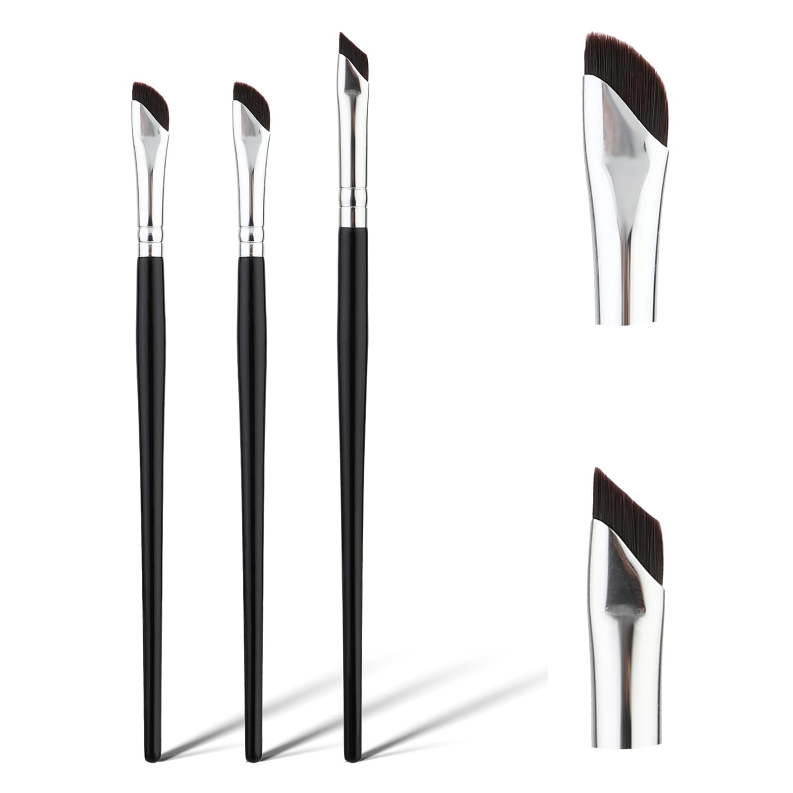 Juego de 3 brochas para delineador de ojos, pincel ultrafino en ángulo, delineador de ojos, corrector de cejas, delineador de ojos, herramienta cosmética para polvo, gel, crema, líquido