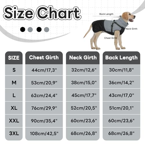 Hjumarayan Hundemantel Grosse Hunde, Hundemantel mit Geschirr Hundejacke Wasserabweisend Mantel Winter, Hunde Jacke Gefüttert Outdoor Hundeweste Warm für Labrador Windhund, Schwarz 3XL