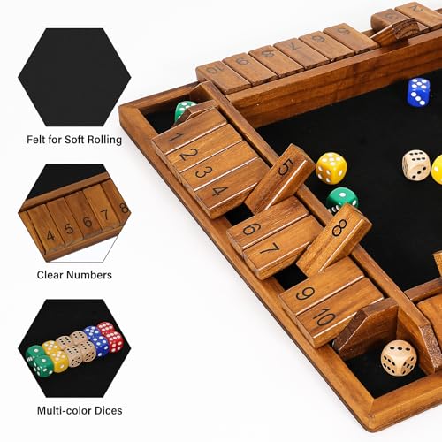 Shut The Box juego de mesa de madera 14 pulgadas miniatura 3