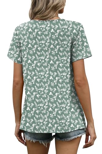 Image of WIHOLL Women T Shirts Pleated Short Sleeve Tops Business Casual Dressy Blouses