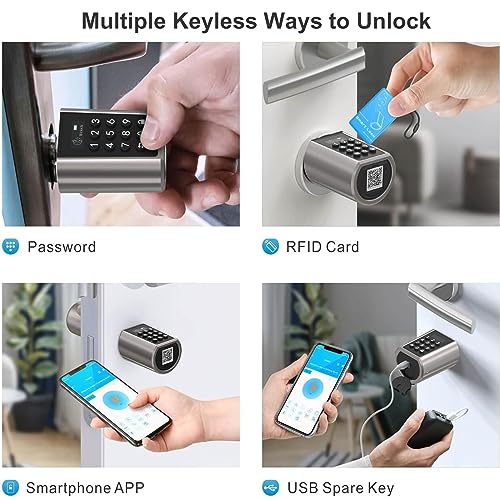 WELOCK PCB01 Elektronisches Türschloss Haustür, Elektrisches Türschloss mit App, RFID-Karte, und...