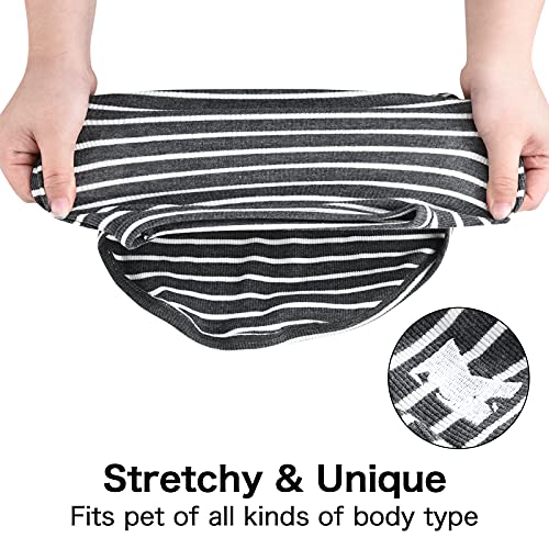 Image of Koneseve Dog Shirt Vest Lightweight Stretchy Dog T-Shirts Soft Cool Shirts Sleeveless Stripe Vests Breathable Clothes for Puppy Kitty Cats Small Medium Large Dogs 2 Pack Black + Grey [ S /Small ]