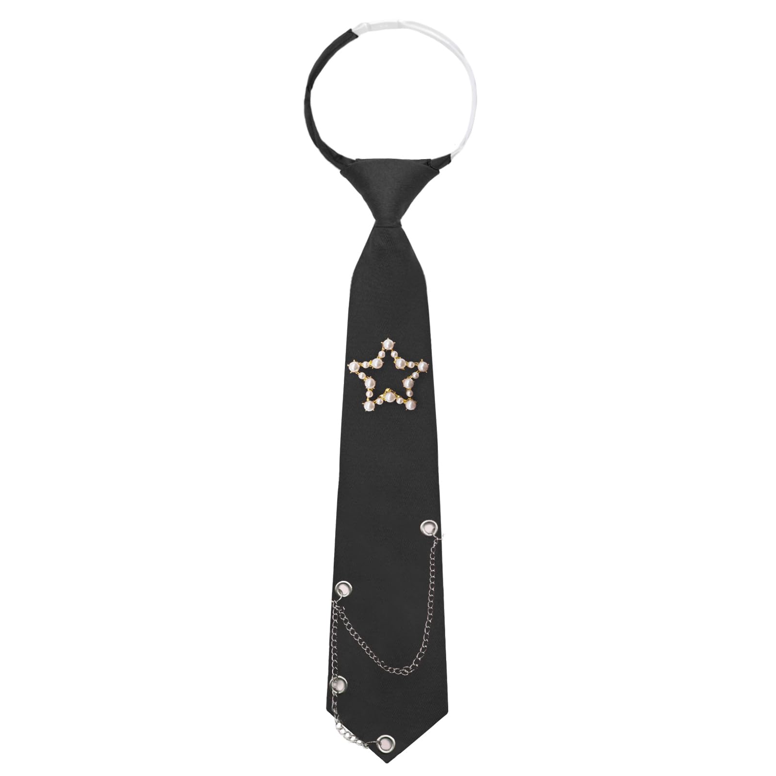Womens Tie, Pre-tied Neck Ties with Artificial Pearls Accessory
