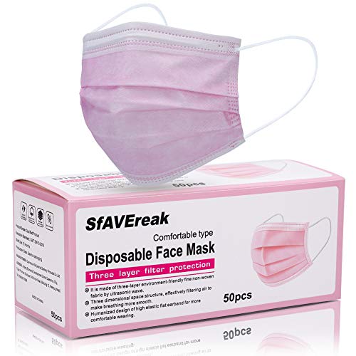 SfAVEreak Disposable Face Mask 50Pcs Pink