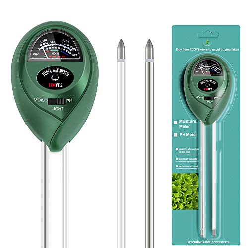 1DOT2 3-IN-1 Bodentester kein Akku Boden Feuchtigkeit Meter PH Wert Messgerät Lichtstärke Meter für Garten, Pflanzen Wachstum, Rasen, Indoor & Outdoor nutzbar Cover