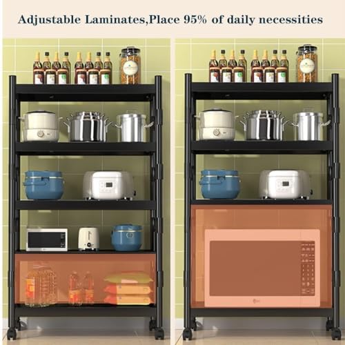 Utility Kitchen Baker's Rack con supporto per microonde a 4 ripiani, carrello per caffetteria, carrello su ruote, salvaspazio, per casa e cucina - immagine 6