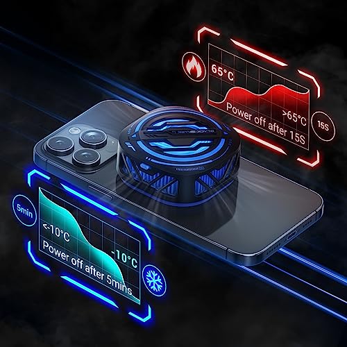 Image of Black Shark Magnetic Cell Phone Cooler, RGB Phone Cooling Fan Portable Lightweight Mobile Phone Cooling Fan, Phone Radiator with Larger Cooling Area for Phone /Tablet /IPad (Black), 6 x 6 x 6 Cm