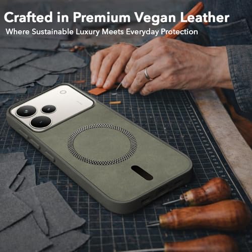 Image of Jkobi Leather Finish Back Cover Case for Realme P4 Pro (MagSafe Compatible Wireless Charging | Soft Touch | Camera Bump Protection)