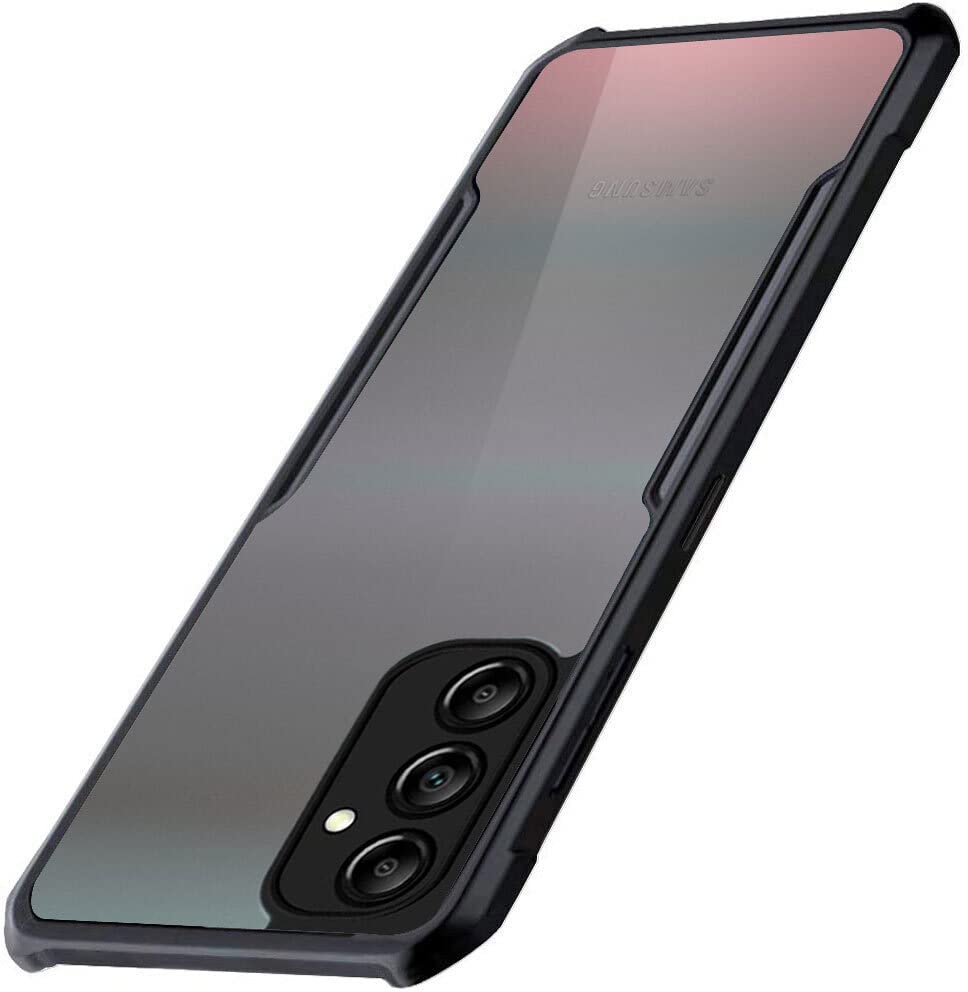 Image of A rtistque Clear Hard Transparent Acrylic Armor Anti-Drop Shockproof TPU Edge Back Cover Case for Samsung Galaxy A24 4G - Black