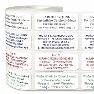 De Luxe 500 wasserfeste Adressaufkleber Wunschtext