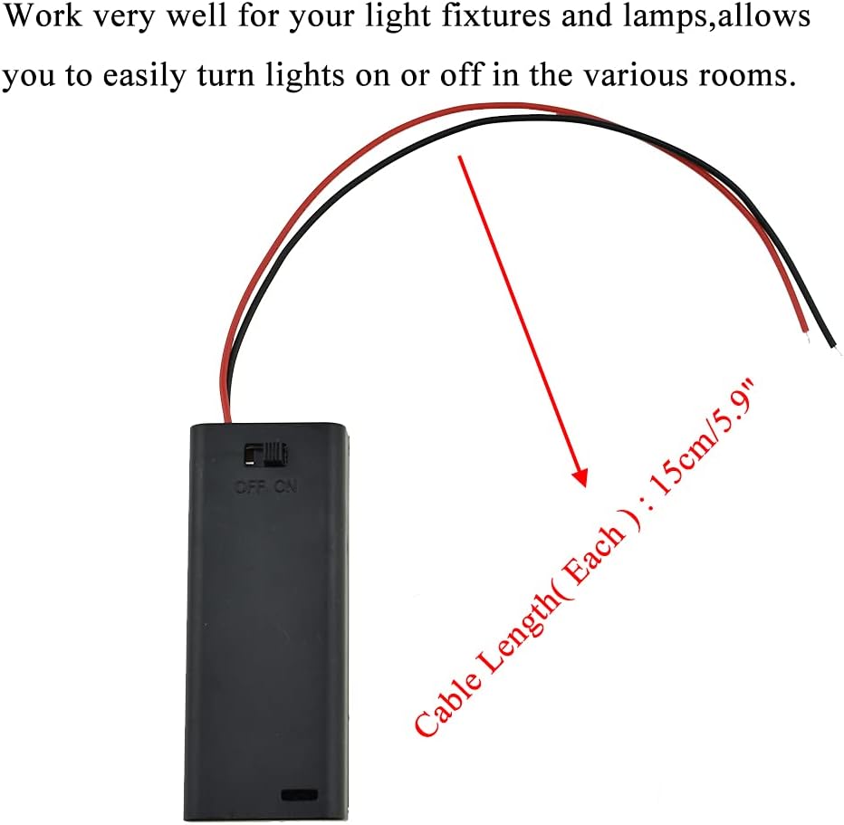 HAHIYO 3V AAA Battery Holder Bundle with Wire Sturdy Cover Flexible Springs Contact Build-in Switch Batteries Black Case Easy Install 8 Pieces for Wall Clocks Ham Radio Kids Toys
