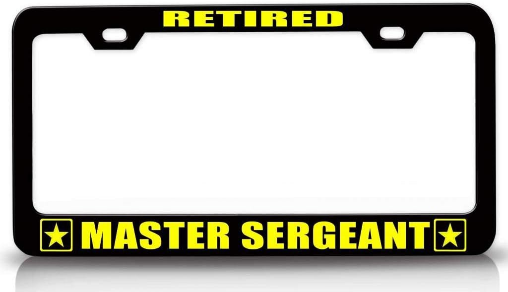 Retired Master Sergeant Army Metal Car SUV Truck License Plate Frame Bl p25