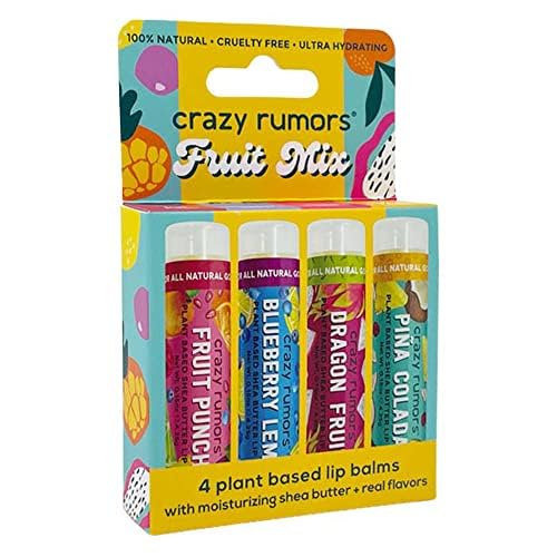 Crazy Rumors 'Fruit Mix' 4 Multi Pack Lip Balm Stick Set for Dry Lips 100% Natural & Vegan, 1 count (Pack of 4) - Image 2