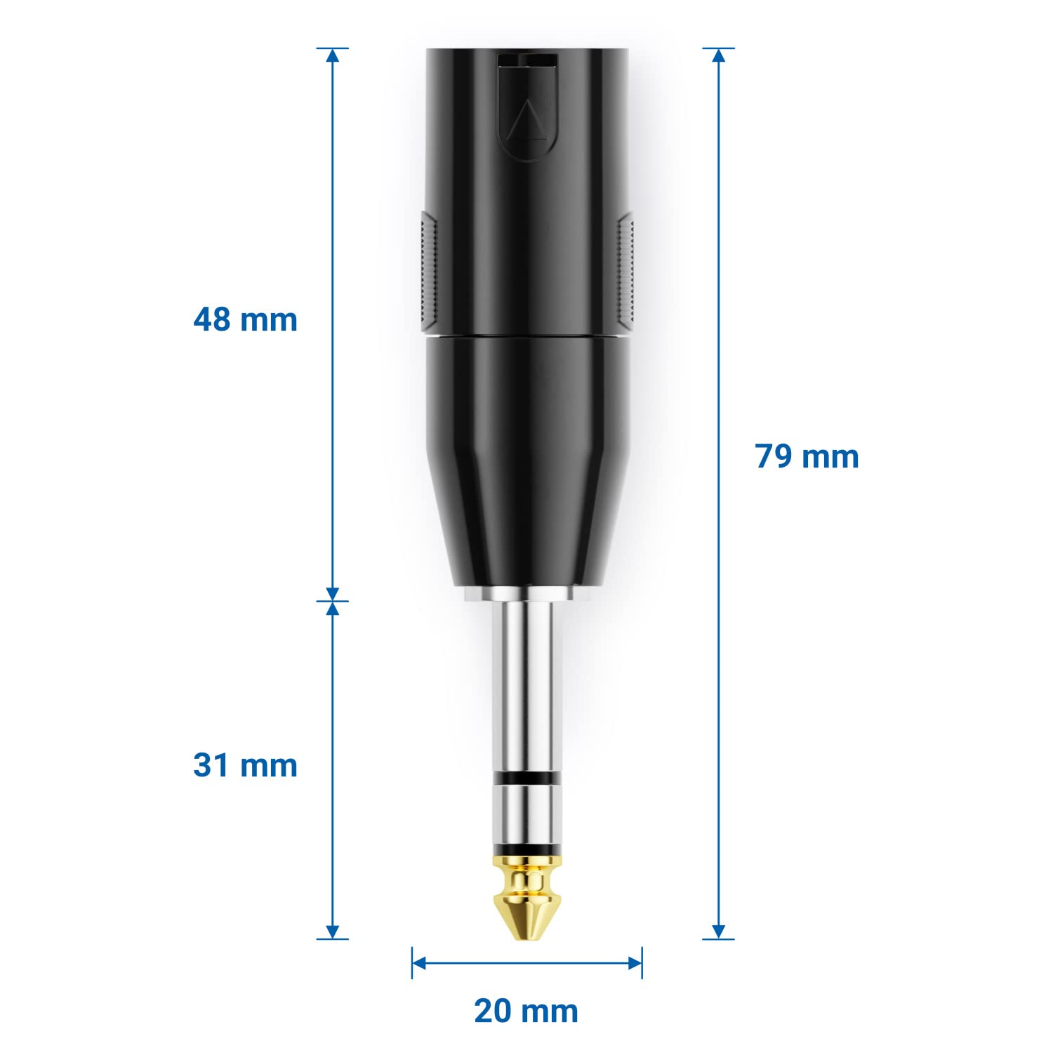 DeleyCON Adattatore Audio da XLR a Jack Stereo 6,3mm - Spina XLR a Jack TRS 6,35mm per Cavo 3 Pin Microfono Altoparlante Mixer Strumento Musicale Studio di Registrazione