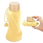 Collapsible Water Bottles,650ml,Leak Proof,Reuseable BPA Free Silicone Foldable Water Bottles,Durable Lightweight for Travel Gym Camping Hiking,Compact Size Portable Sports Water Bottle (Yellow)