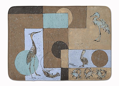 Caroline's Treasures 8103-RUG Blue Heron Machine Washable Memory Foam Mat, Bathroom Rug, Non-Slip Bath Mat, Durable Thick Washable Rugs for Kitchen, Bathroom Quick Dry, Decorative Artwork,
