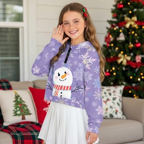 Girls Half Zip Hoodies Size 5-14 Long Sleeve Hooded Sweatshirt for Girls Comfy Tops Pullover Workout Athletic Top4