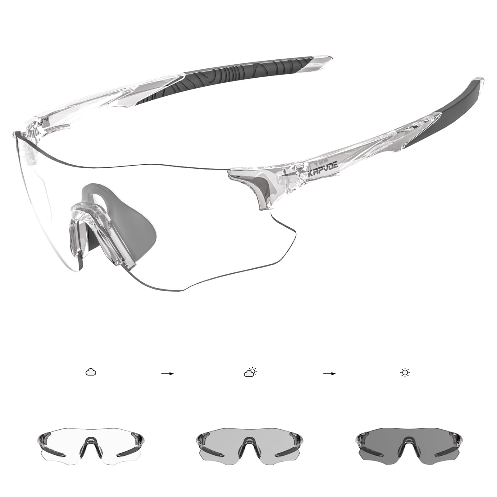 KAPVOE Gafas Ciclismo Fotocromaticas Hombre MTB Bicicleta Gafas de Sol Deportivas Mujer Béisbol BTT Running Golf Montaña Triatlón Pesca Conducir Futbol