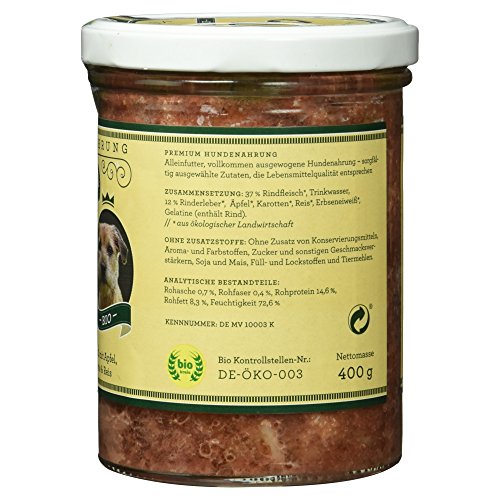 Wuff Premium Hundenahrung, Rind mit Apfel, Karotte und Reis, 400g – Bild 4