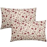 Matériau de haute qualité : fabriqué en lin polyester de haute qualité, épais, doux, respirant et confortable. Nos housses de coussin à motif floral marron et rouge sont un excellent choix pour changer rapidement votre décoration d'intérieur. Rappel : taie d'oreiller uniquement, coussin non inclus.