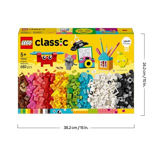 LEGO Classic La boîte créative du Bonheur - Assortiment de Briques colorées parfaites pour Le Jeu de rôle - Set de Construction pour Filles et garçons dès 5 Ans 11042