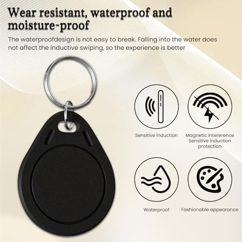 Image of 50pcs T5577 RFID Keyfobs 125kHz Writable T5577 Key Tags Proximity ID Card Token Tag Rewritable T5577 Universal for Keyless Entry Access Control Systems & Security Lock- Black