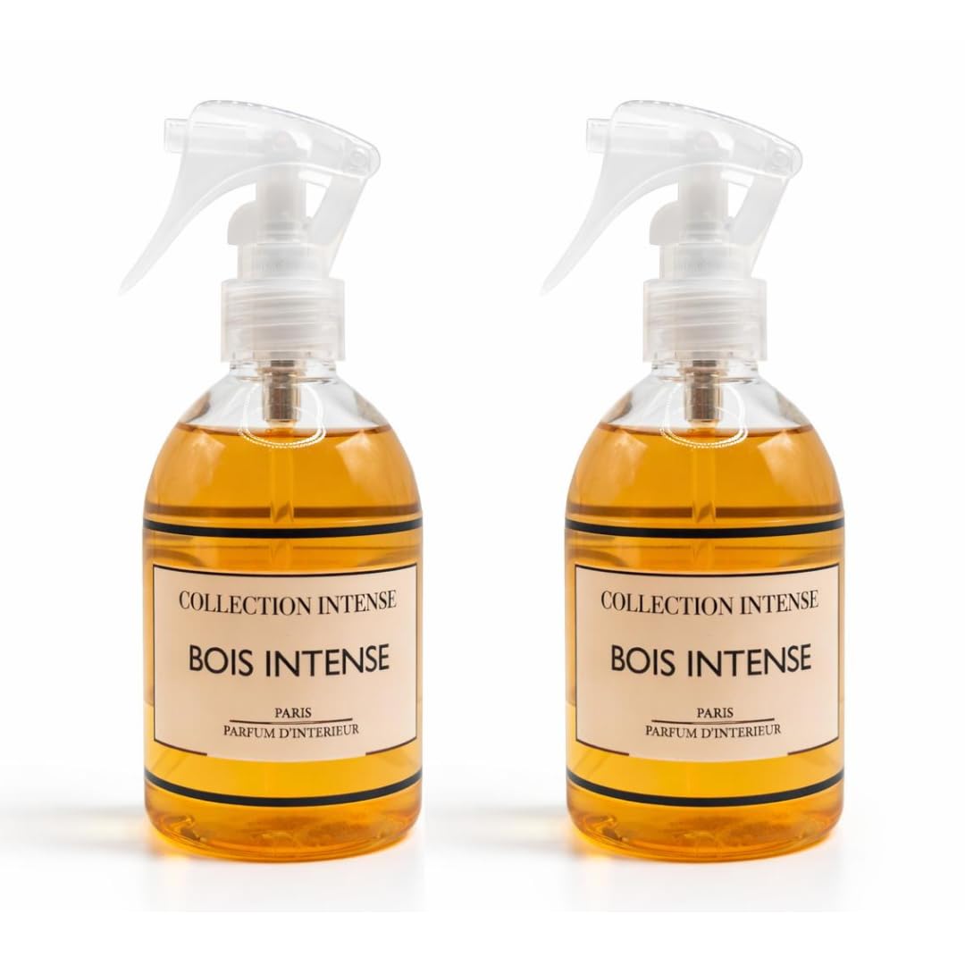 Désodorisant Maison et Spray Textile, 250ml, Lot de 2, Collection Intense, Longue Tenue, pour Linge, Canapé, Rideaux, Draps, Dressing et Voiture (Bois Intense x2)