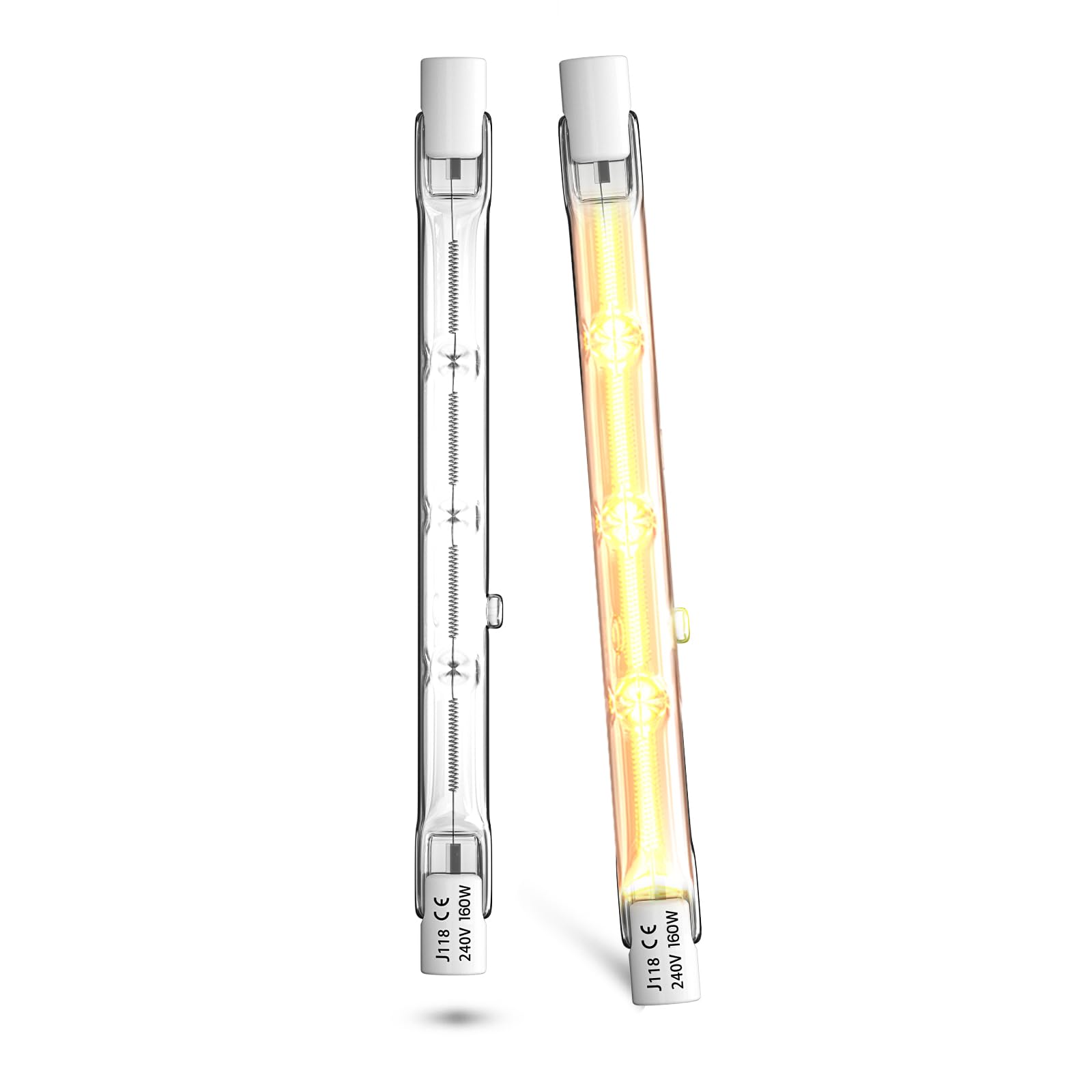 Lustaled 160W R7S Halogen Lamp Bulb 118mm,2700K Warm White R7s Linear Halogen Light Bulbs,Dimmable J118 R7s Security Light Bulb for Floodlight,Landscape Light-2Pack