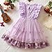 Girls Dresses Cute Flower Embroidered Ruffle Sleeve Sundress 2026 Fashion Casual Flowy Tulle Bow Princess Dresses A04-Purple 18-24 Months