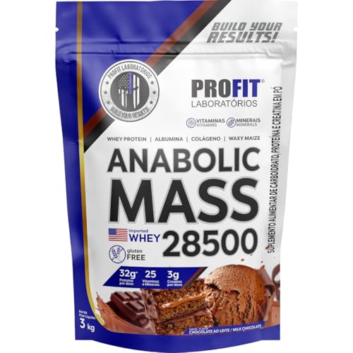 Hipercalórico Anabolic Mass 28500 3kg para Ganho de Peso Sabor Chocolate Ao Leite - Profit Laboratórios
