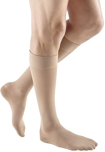 mediven Plus para hombres y mujeres, 30-40 mmHg, altura de pantorrilla con banda superior de silicona, punta cerrada